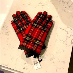 TALBOTS Red Plaid Gloves